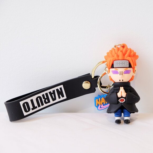 NEW Naruto Shippuden Pain / Nagato PVC Keychain Black Strap Anime Manga - Picture 1 of 5